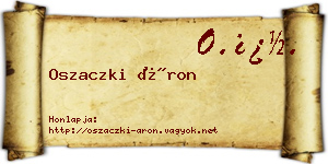 Oszaczki Áron névjegykártya